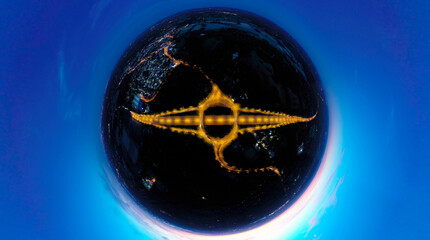 wide angle aerial view of motorway junction day and night