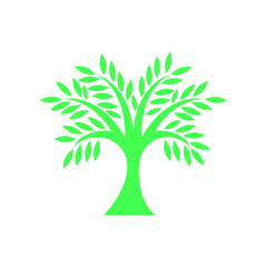 Green tree logo. Big tree vector icon. Stock illustration