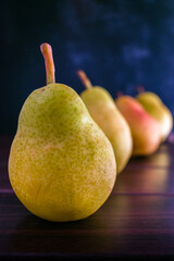 pear on wooden table