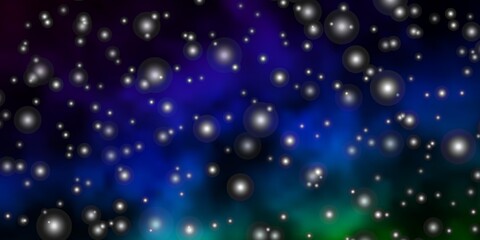 Obraz premium Dark Blue, Green vector template with neon stars. Colorful illustration with abstract gradient stars. Pattern for new year ad, booklets.