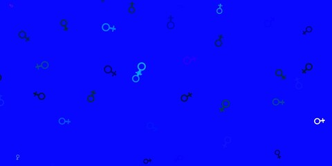 Light Blue, Red vector pattern with feminism elements.