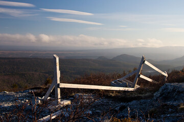 Borken fence over the mountains