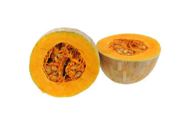 squash cut in half isolated on white background