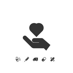 heart in hand icon vector illustration for website and graphic design