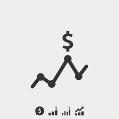 business profit graph icon vector illustration for website and graphic design