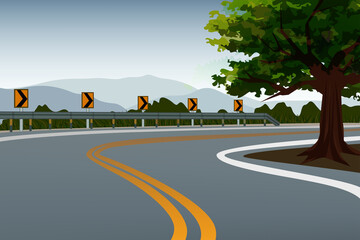 High way crook road country scape and background mountain vector