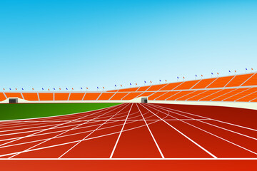 Stadium stand and running track. Graphic vector 