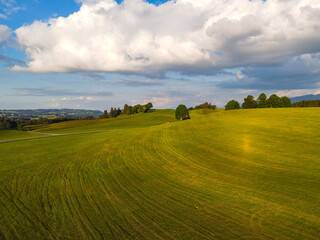 Amazing nature of Bavaria in the Allgau district of the German Alps - aerial view