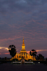 Pha That Luang Vientiane Golden Pagoda in Vientiane, Laos. sky background beautiful.