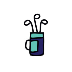 golf clubs doodle icon, vector illustration