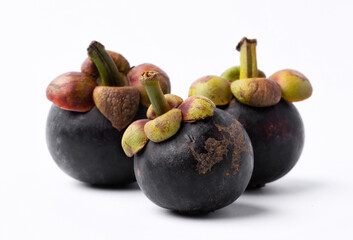 Tropical mangosteen on white background