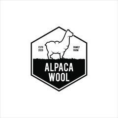 Alpaca Logo Animal Vector Wool Industry Badge Template