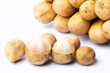 Langsat fruit on white background.