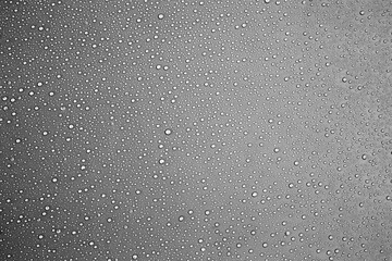 Rain drops or water droplets on a gray background