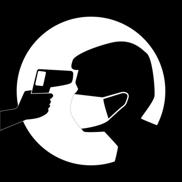 Icon Of Check Human Body Temperature. - Vector. Detection Transmission From Coronavirus Covid 19.