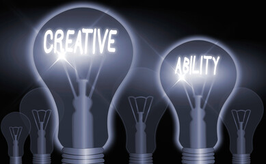 Word writing text Creative Ability. Business photo showcasing power to act freely to show themselves without limitation