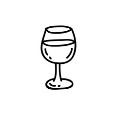 glass of wine doodle icon, vector illustration