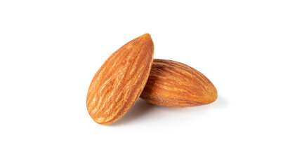 almond nuts pieces snack type  with white background isolated on clipping path