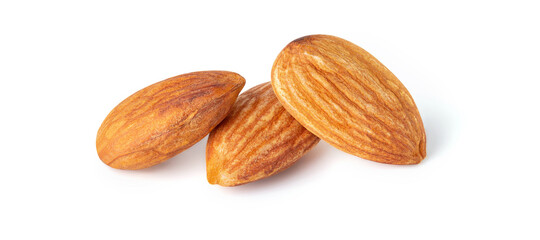 almond nuts pieces snack type  with white background isolated on clipping path