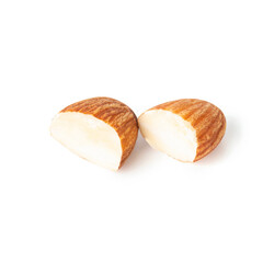 almond nuts pieces and cut almond   with white background isolated .Health food on clipping path