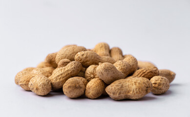 peanut in a shell texture on white background.