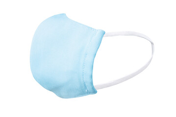 Medical face hand make blue mask protection  on white isolated With clipping path