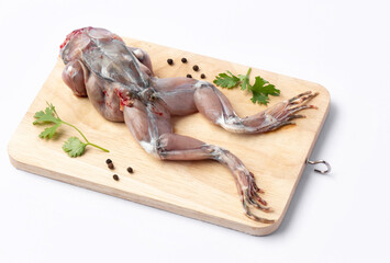 Raw Frogs on white background