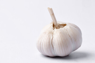 fresh garlic on white background