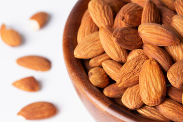 almond in wooden bowl  Almond nut   Ready to use with the product