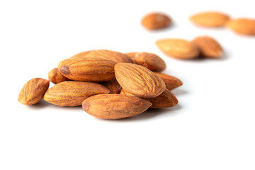 full almond nut on white isolated with clipping path