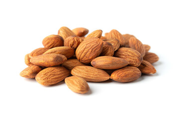 full almond nut on white isolated with clipping path