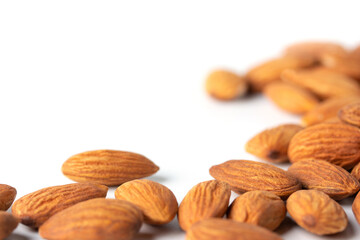 full almond nut on white isolated with clipping path
