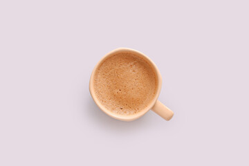 Cup of tasty coffee on white background