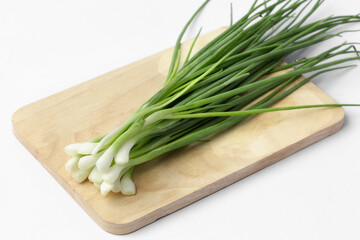 Green Garlic on white background