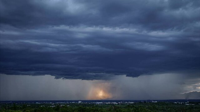 Time Lapse of Dramatic sky with stormy clouds before rain and thunderstorm