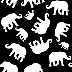 Seamless pattern white elephant on white background hand drawn illustration for your design