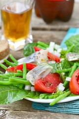 herring  and beans salad.style vintage.