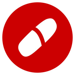 Vector medical red icon. Healthcare design. Simple doodle medicine pills, tablet, capsule