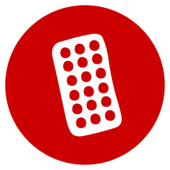 Vector medical red icon. Healthcare design. Simple Doodle medicine packing of pills, tablets, capsules