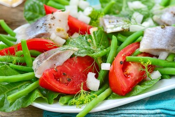 herring  and beans salad.style vintage.