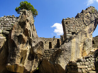 Condor temple in the archaeological zone of Machu Picchu, Peru