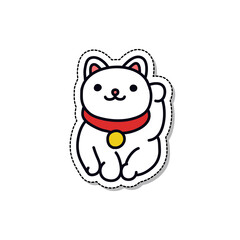 maneki neko doodle icon, vector illustration