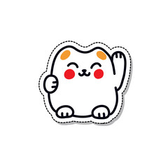 maneki neko doodle icon, vector illustration