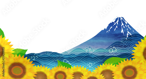 ひまわり 富士山 夏 背景 Wall Mural Wallpaper Murals J Boy
