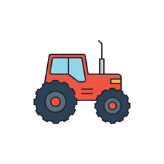 Tractor vector icon symbol harvest tool isolated on white background