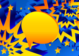 Minimalist abstract premium exclusive speech bubble background with gradient geometric elements. Vector yellow and blue luxury backdrop.