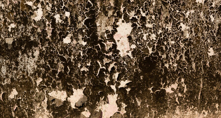 Grunge wall texture background. Paint cracking off dark wall
