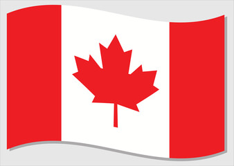 Fototapeta na wymiar Waving flag of Canada vector graphic. Waving Canadian flag illustration. Canada country flag wavin in the wind is a symbol of freedom and independence.
