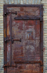 Old rusty metal  prisons door insulated 