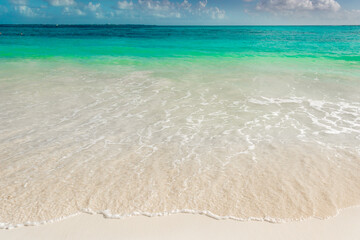 Sea shore on the Caribbean beach in the Area Hoteleria in Cancun.